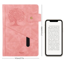 Thboxes A5 Ruled Journal Notebook, 360 Pages Leather Hardcover College Lined Journal Notepad for Women Men Diary Notebook, 100GSM Paper, for Work Office School, 5.7" X 8.5", Pink