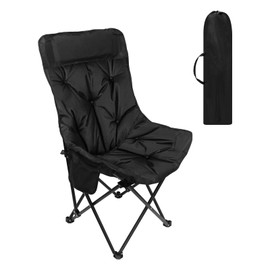 Black Chair Portable Cotton Foldable upholstered for Large Camp Recliner, upholstered Living Room Interior Chair, Art Student Outdoor Sketching, Beach, Sports Activities, Picnic Lawn Chair