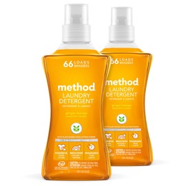 Method Liquid Laundry Detergent, Ginger Mango, 66 Loads Per Bottle, Hypoallergenic + Biodegradable Formula, Plant-Based Stain Remover, 53.5 Fl Oz (Pack of 2)