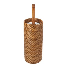 KOUBOO 3 Rolls La Jolla Hand Woven Rattan Toilet Roll Stand, Honey Brown