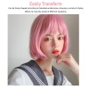 Unbranded Short Pink Bob Wig Headgear Fluffy Short Straight Bob