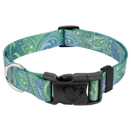 Country Brook Petz - Deluxe Green Paisley Dog Collar - Made in The U.S.A. - Paisley Collection Featuring Classy Designs (1 Inch, Medium)