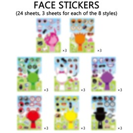 DAVBNM 24 Sheets Make-a-face Sticker, Make Your Own Sticker Sheets, Sprunki Sticker, for Birthday Party Decoration Party Supplies Gifts