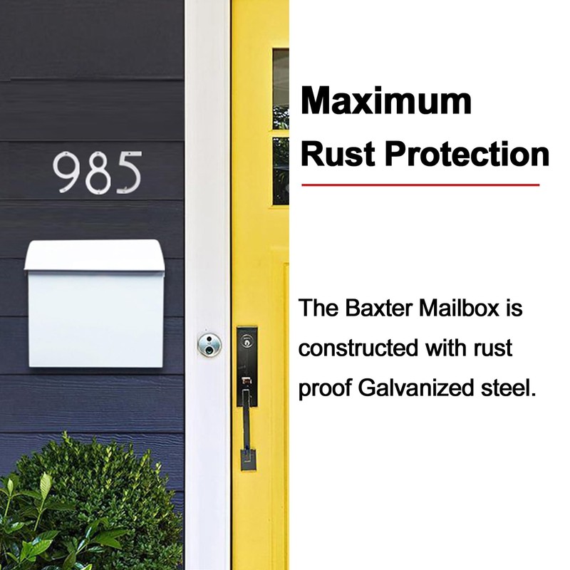 NACH Large Mailbox for House, 12.4”x7.1”x11.8 White Mailboxes for Outside,