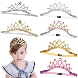 6 Pcs Crown Princess, Sparkling Crown Headband, for Kids Princess tiara Elastic Hair Band, Crown Headbands, Princess Hair Accessories
