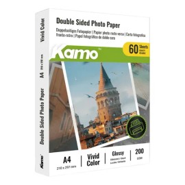 Papel Fotográfico A4 Kamo Glossy Doble Cara 200gr 60 Hojas Color Blanco