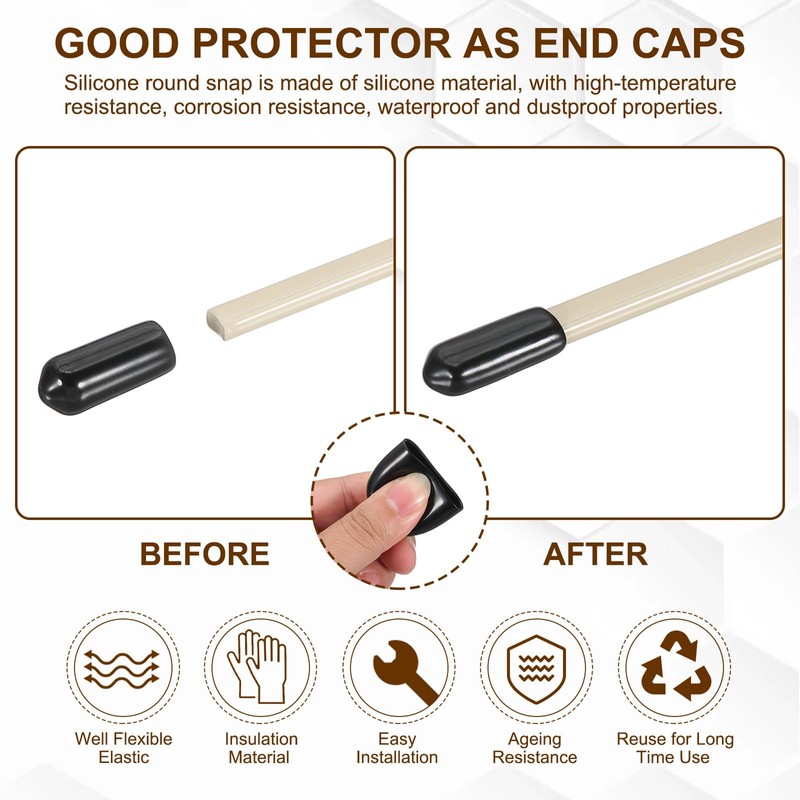 PATIKIL 25mm/0.98" Rubber End Cap, 44pcs PVC Cover Flexible Cap