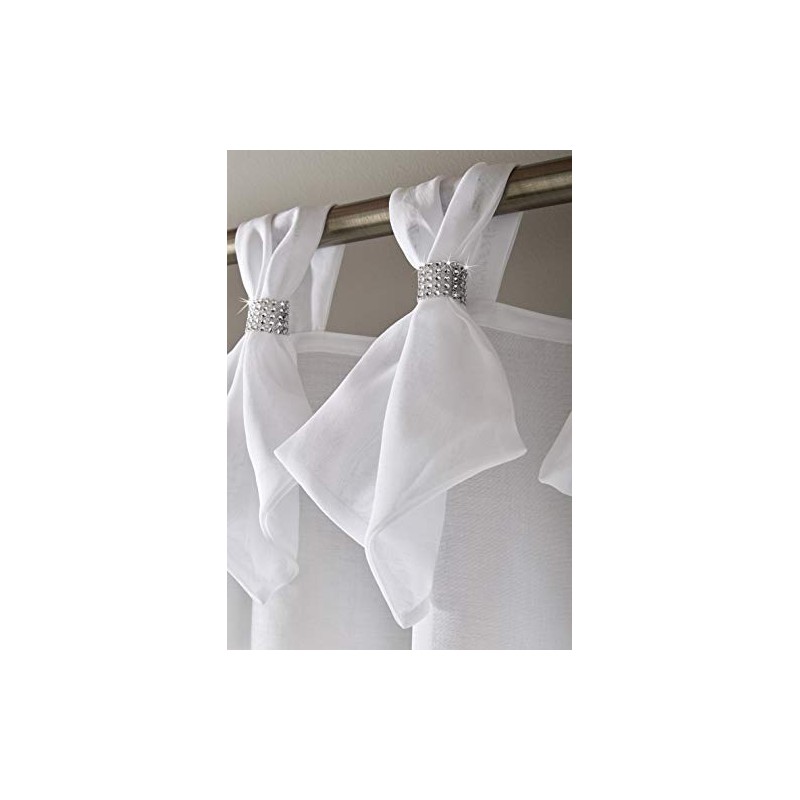 Alan Symonds Tiara Dolly Diamante Tab Top Curtain Panel (White,