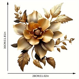 Golden Flower Flower Butterfly Toilet Cover Sticker Decals,Flower Leaf Butterfly Waterproof Toilet Lid Tank Seat Decals Cistern Self-Adhesive Bathroom Wall Sticker