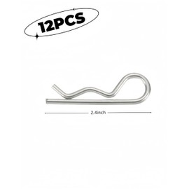 Bepisof 12Pack 304Stainless Steel R Clip Retaining Pin,Heavy Duty Cotter Pins,Zinc Plated Hair Pin, Strong Spring M3x60mm Pin for Trailer Lock System/Truck Owners