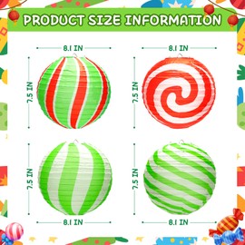 8P Colorful Paper Lanterns, Windspeed Christmas Paper Lanterns Candy Paper Lanterns for Candyland Party Decorations Paper Lanterns for Classroom Paper Lanterns Decorative Indoor Decorations