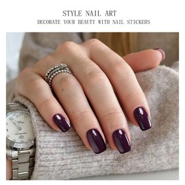 JMEOWIO Gel Nail Stickers Wine Red Purple Semi Cured Gel Nail Strips Wraps UV/LED Nail Supplies Nail Art Design Decoration Accessories