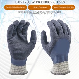 Fockety Electric Insulated Gloves, 1000V, Non-Slip Rubber Electrician Gloves, Electric Insulated Lineman Rubber Gloves, Safety Protection Work Gloves Against Electric Shock
