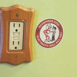 Reddy Kilowatt Electricity Warning Stickers - 3 Packs: Caution Stickers for Electricians, Hard Hats, Laptops, Water Bottles, Cars & Helmets