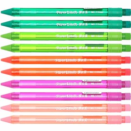 10 x PaperMate ‘MATES’ Handwriting Triangular Mechanical Pencil with Eraser, Thick 1.3mm Lead, Assorted Clear Colours - Loose in Plain Packaging [ASIA IMPORT]