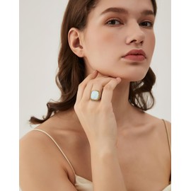 LILIE&WHITE Gold Ring For Women With White Rhinestone Cubic Zircon Ring Chunky Gold Ring Statement Ring Fashion Ring Jewelry Gift Size 7