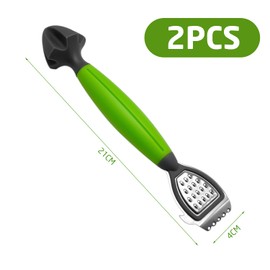 2 Pieces Lemon Peeler with Comfortable Plastic Handles, Multipurpose Stainless Steel Reamer, 3 in 1 Kitchen Tool Grinder for Citrus Fruit Lime Fruit Peeling Juicing (Green)