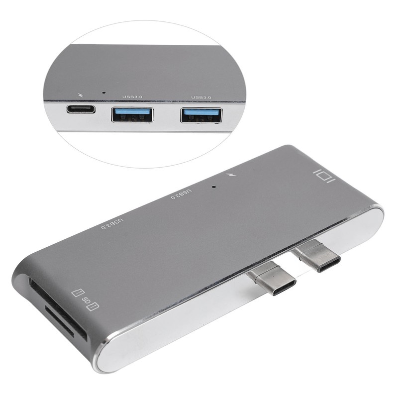 6 in 2 USB C Hub Aluminum Alloy Plug and
