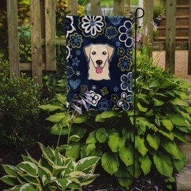 Caroline's Treasures BB5103GF Blue Flowers Golden Retriever Garden Flag Mailbox Flag Decorative Yard Flag Banner Outside Patio Artwork Yard Flower Beds, Garden Size, Multicolor