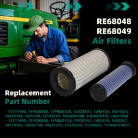 Riyhch R1401-42270 R2401-42280 Air Filter Kit, 2 Set of Air Filters Fit for John Deere, for Bobcat, for Kubota, Air Filter Replace RE68048 RE68049