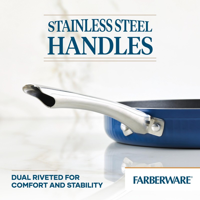 Farberware Style Nonstick Cookware Deep Round Grill Pan/Griddle, Dishwasher Safe,