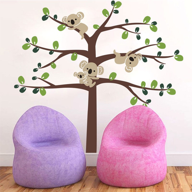 Cute Cartoon Koala and Tree Removable Wall Sticker Stylish Living