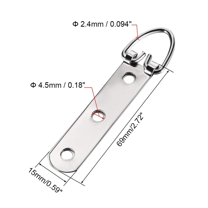 sourcing map D Ring Hanger Set for Picture Hanging Silver