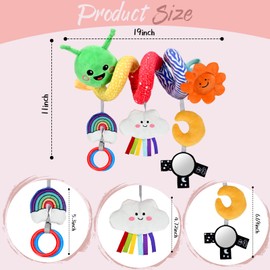 Baby Plush Hanging Musical Toy for 0-6-12 Months, Cloud with Touch - Activated 30-Sound Music Box, Washable, Sun/Rainbow/Moon, Gift for Strollers/Car Seats