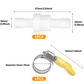 2 stk Rückschlagventil, 10mm Kunststoff Inline Nicht-Rückschlagventil für Waschmaschine, Wäschetrockner, Kondensatortrockner (mit Schlauchklemmen)
