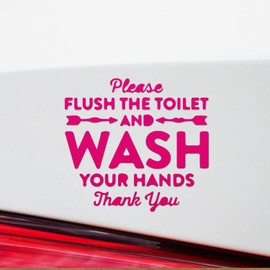 Decal Stickers of Please Flush The Toilet (Pink) (Set of 2) Luxury Weatherproof Vinyl Decal Stickers for Laptop Desktop Smartphone Car Dirt Bike Wall Room Mason Jar Bathtub Door - ANDstic751153PI