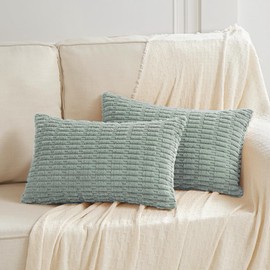 Fancy Homi - Fundas de almohada decorativas para sala de estar, sofá, cama, moderna casa de campo, decoración bohemia para el hogar, funda de cojín (30.48 x 50.8 cm, gris azul)