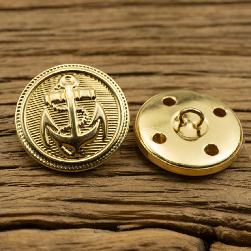 10Pcs Clothes Buttons - Metal Boat Anchor Pattern Sewing Buttons