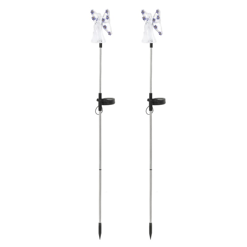 2 Pack LED Solar Angel Lights Solar Powered White Light