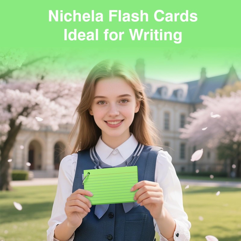 250 Count Green Index Cards with Ring 3 x 5