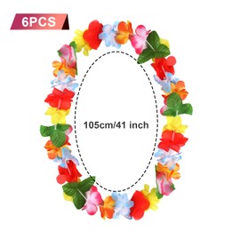 KINBOM Hawaiian Leis, Colorful Hawaii Flower Lei Floral Leis Necklace for Holiday Wedding Beach Birthday Decorations (6pcs 6Colors)