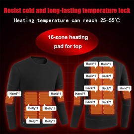 Guimuer Electrically Heated Vest for Men with USB Port, Thermal Top with 16 Heating Zones for Outdoor Skiing, Motorcycling, M, Black