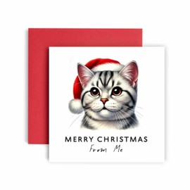 Huxters Christmas Card from the Cat – American Shorthair Merry Christmas to Cat Mum and Cat Dad – Friends Family First Christmas (American Shorthair)