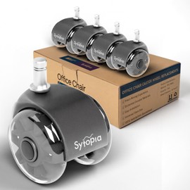 Office Chair Wheels Replacement, 2.5 Inch Universal Casters for Hardwood Floors & Carpet, Heavy Duty, Quiet, Scratch-Free, Fits Most Chairs, Easy Install, Set of 5.Dark Grey