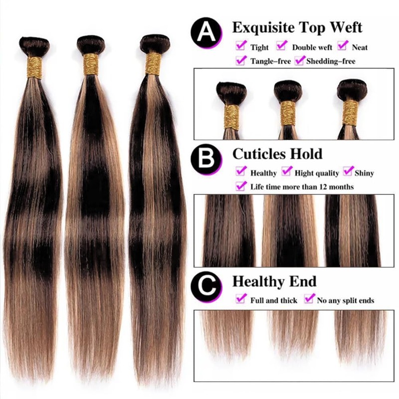 Ombre Bundels Brown Human Hair Bundles 14 16 18 inch