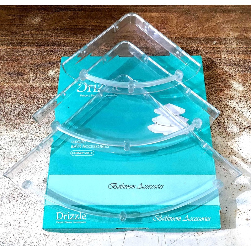 Drizzle Bathroom Corner Shelf Super Clear, Corner Shelves Unbreakable -