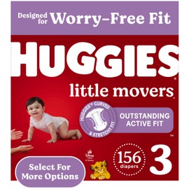 Huggies Size 3 Diapers, Little Movers Baby Diapers, Size 3 (16-28 lbs), 156 Count (6 packs of 26)