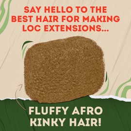 Locsanity Afro Kinky 100% Bulk Natural Human Hair - Braiding Hair for Dreadlocks, Loc Repair, Dreadlock Extensions, Twists, Braids - 16 Inches Long, 1 Oz 28 - Copper