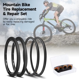 yeesport 27.5 Bike Tires, 2 Pack 27.5×2.35 MTB Tires and 27.5×1.95/2.125/2.3/2.4 Bike Tubes with Repair Kit & Rim Strips, 27.5 MTB Tires and Tubes with AV 48 mm for MTB, BMX, E‑MTBs