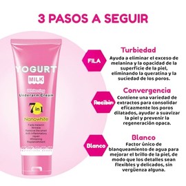 Crema aclarante ingredientes naturales yogurt y leche para axilas, entrepierna, rodillas y zonas oscuras, hidratante, suave con la piel, ligera, uso d