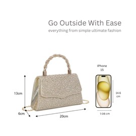 Women's Elegant Evening Clutch Bag Sparkling Glitter Crystal Wedding Prom Handbag -SILVER