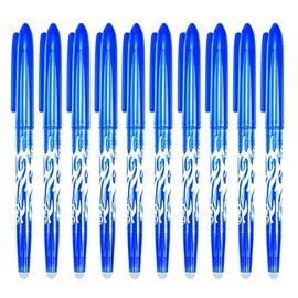 DxJ Erasable Pens,10pcs Erasable Gel Rollerball Pens 0.5mm Tip Rub Out Pens with Rubber for Adults Kids Students School Office Stationary Supplies Gifts - Blue