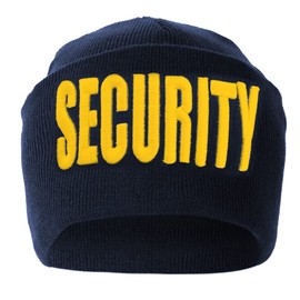 First Class Embroidered Security Beanies (Navy with Gold ID)