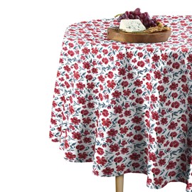 Fabric Textile Products Round Tablecloth, 100% Milliken Polyester, Machine Washable, 60" Round, Painted Flowers