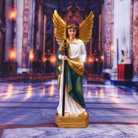 MOOCOCO Archangel Raphael Statue - 9 Inch Resin Sculpture for Catholic Gift and Home Decor