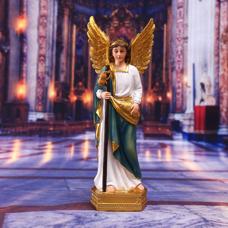 MOOCOCO Archangel Raphael Statue - 9 Inch Resin Sculpture for